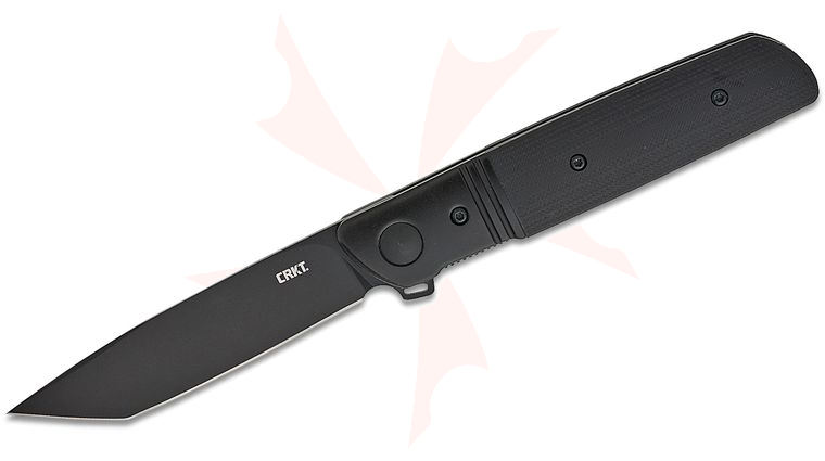 Columbia River CRKT 5720K Ken Onion Jr. Bamboozled Assisted Flipper Knife 3.34 inch D2 Black Tanto Blade, Black G10 Handles with Steel Bolsters