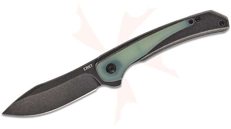 Columbia River CRKT 6070JK Pedro Buzetti Padawan Frame Lock Flipper Knife 3.01 inch 14C28N Black Stonewashed Drop Point Blade, Black Stainless Steel Handles with Natural (Jade) G10 Overlays
