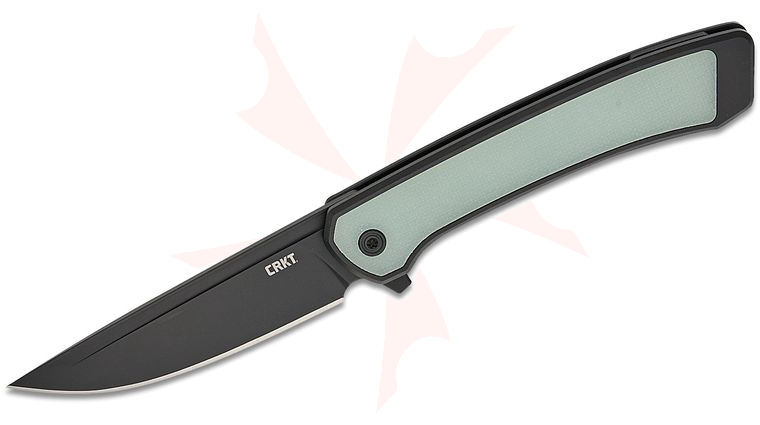 Columbia River CRKT 7077J Richard Rogers Q Compact Liner Lock Flipper Knife 2.95 inch S35VN Black DLC Drop Point Blade, Black Titanium Handles with Natural (Jade) G10 Inlays 