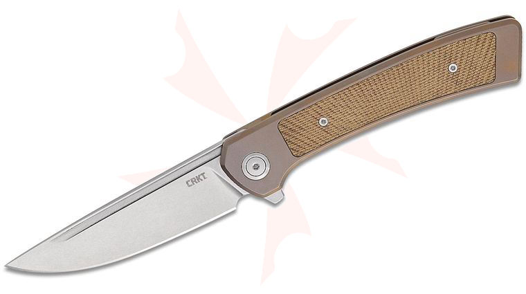 Columbia River CRKT 7074T Richard Rogers Limited Edition Q Frame Lock Flipper Knife 3.31 inch CPM-MagnaCut Stonewashed Drop Point Blade, Bronze Titanium Handles with Natural Canvas Micarta Inlays 