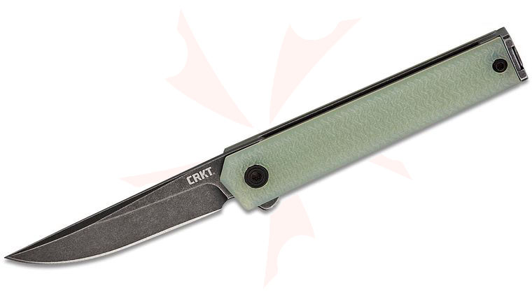Columbia River CRKT 7081JK Richard Rogers CEO Microflipper Liner Lock Flipper Knife 2.36 inch 14C28N Black Stonewashed Plain Blade, Natural (Jade) G10 Handles