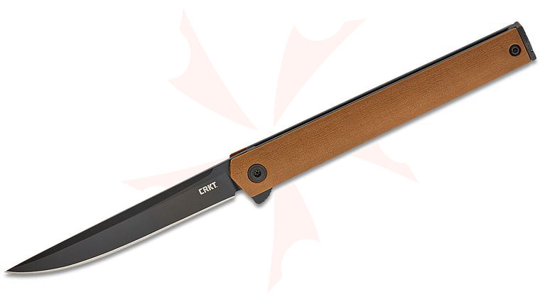 Columbia River CRKT 7097DK Richard Rogers CEO Gentleman's Flipper Knife 3.35 inch Black EDP Plain Blade, Desert Tan GRN Handles