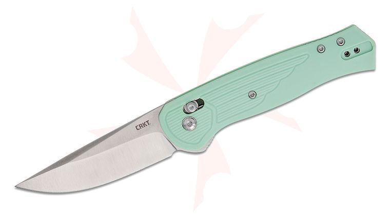 Columbia River CRKT 7170B Richard Rogers Sero Crossbar Lock Flipper Knife 3.02 inch S35VN Satin Drop Point Blade, Aqua Green GRN Handles, Reversible Clip