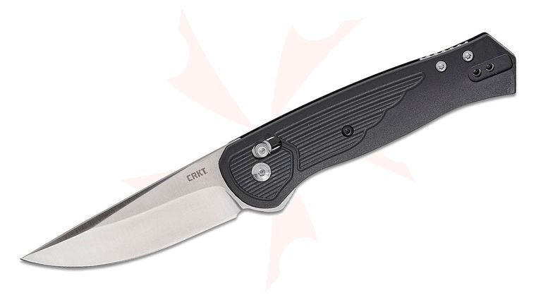 Columbia River CRKT 7170 Richard Rogers Sero Crossbar Lock Flipper Knife 3.02 inch S35VN Satin Drop Point Blade, Black GRN Handles, Reversible Clip