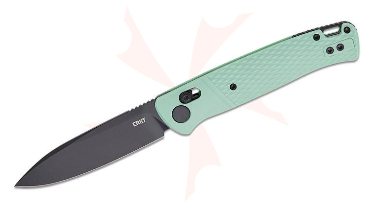 Columbia River CRKT K430BKP Ken Onion Counterpart Crossbar Lock Folding Knife 3.38 inch 12C27 Black Oxide Drop Point Blade, Aqua Green GRN Handles