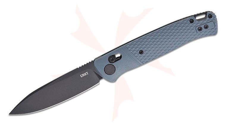 Columbia River CRKT K430GKP Ken Onion Counterpart Crossbar Lock Folding Knife 3.38 inch 12C27 Black Oxide Drop Point Blade, Gray GRN Handles