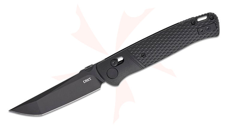 Columbia River CRKT K431KKP Ken Onion Counterpart Crossbar Lock Folding Knife 3.31 inch D2 Black Oxide Tanto Blade, Black GRN Handles