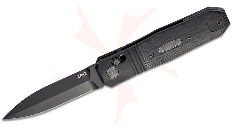 Columbia River CRKT K550KKP Ken Onion Redemption Compact Crossbar Lock Folding Knife 3.28 inch CPM-MagnaCut Black PVD Spear Point Blade, Black G10 Handles with Black Steel Bolsters