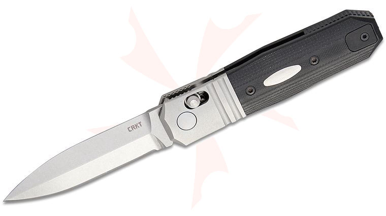 Columbia River CRKT K550KXP Ken Onion Redemption Compact Crossbar Lock Folding Knife 3.28 inch CPM-MagnaCut Stonewashed Spear Point Blade, Black G10 Handles with Steel Bolsters