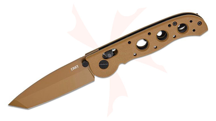 Columbia River CRKT M16-02XD Kit Carson Crossbar Lock Folding Knife 3.11 inch D2 Desert Tan Tanto Blade, Desert Tan Grivory Handles