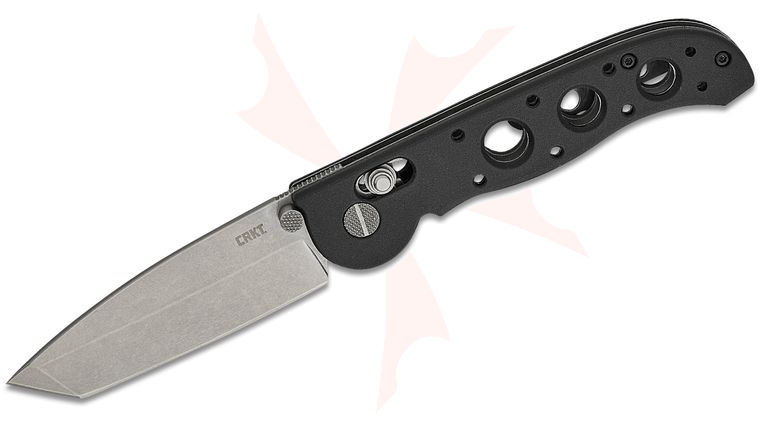 Columbia River CRKT M16-02X Kit Carson Crossbar Lock Folding Knife 3.11 inch D2 Stonewashed Tanto Blade, Black Grivory Handles