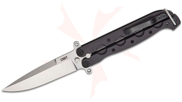 Columbia River CRKT M16-02BALI Kit Carson Balisong Butterfly Knife 3.38 inch MagnaCut Stonewashed Drop Point Blade, Black Aluminum Handles