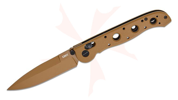 Columbia River CRKT M16-03XD Carson Crossbar Lock Folding Knife 3.57 inch D2 Desert Tan Spear Point Blade, Desert Tan Grivory Handles