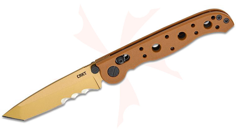 Columbia River CRKT M16-10XK Kit Carson Crossbar Lock Folding Knife 3.03 inch Desert Tan Combo Tanto Blade, Desert Tan GRN Handles