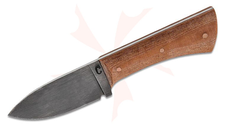 Criswell Blacksmithing Custom XL Hunter Fixed Blade Knife 3.25 inch 52100 Drop Point, Contoured Natural Linen Micarta Handles, Kydex Sheath