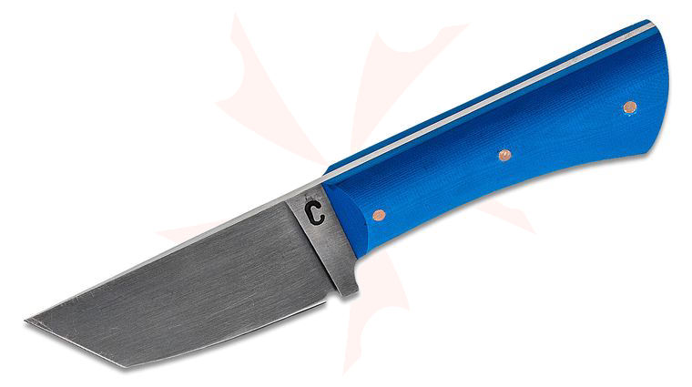 Criswell Blacksmithing Custom XL Tanto Fixed Blade Knife 3.375 inch 52100 Tanto, Contoured Blue G10 Handles, Kydex Sheath