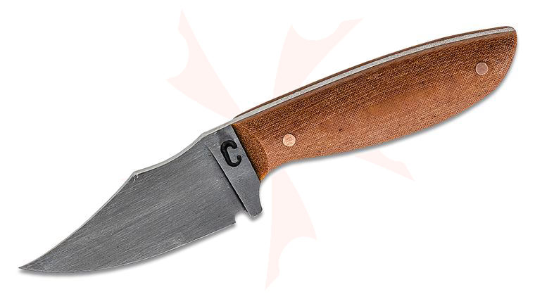 Criswell Blacksmithing Custom Little Delta Stinger Fixed Blade Knife 2.625 inch 52100 Clip Point, Contoured Natural Linen Micarta Handles, Kydex Sheath