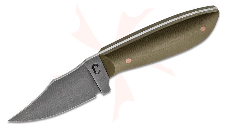 Criswell Blacksmithing Custom Little Delta Stinger Fixed Blade Knife 2.625 inch 52100 Clip Point, Contoured OD Green G10 Handles, Kydex Sheath