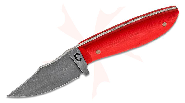 Criswell Blacksmithing Custom Little Delta Stinger Fixed Blade Knife 2.625 inch 52100 Clip Point, Contoured Red G10 Handles, Kydex Sheath