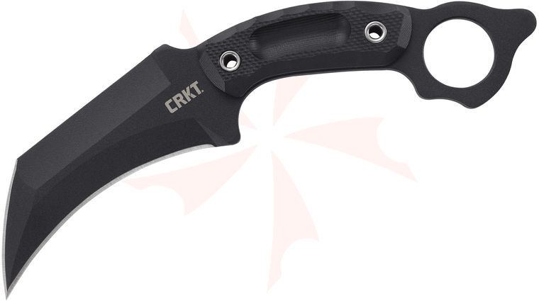 Columbia River CRKT 2630 McGlaun Du Hoc Fixed Blade Karambit 5.095 inch Powder Coated Plain Blade, Black G10 Handles, GRN Sheath