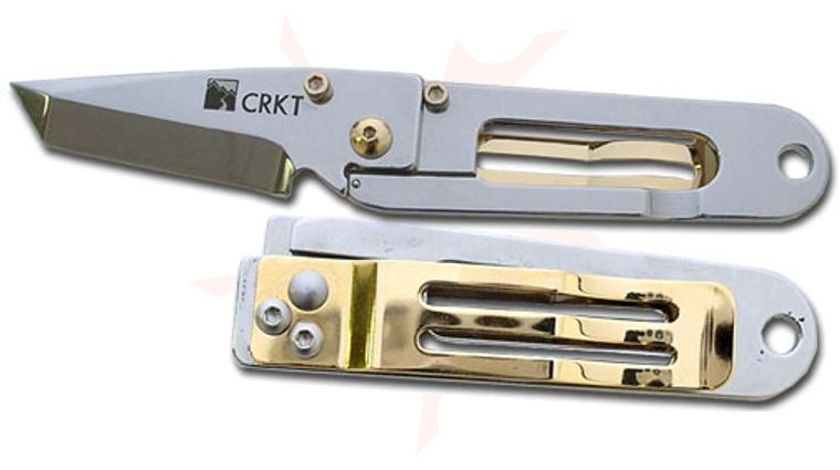 Columbia River K&T 24KT Gold Plated KISS Knife Plain Edge 2.25