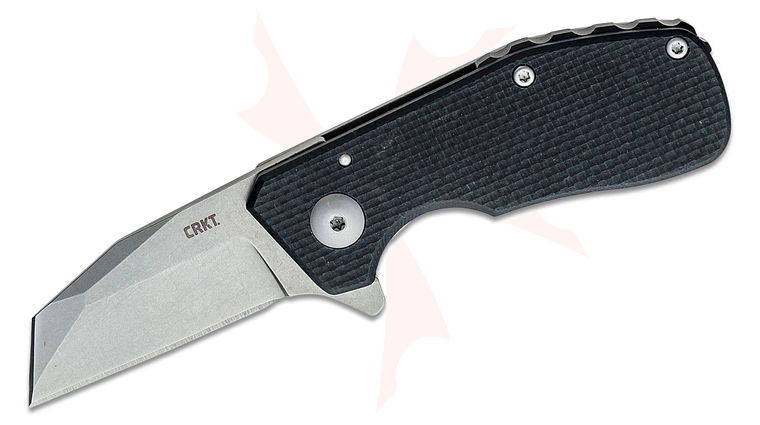 Columbia River CRKT 4021G Jon Graham Razelcliffe Flipper Knife 2.09 inch Stonewashed Wharncliffe Chisel Blade, Black G10 and Stonewashed Stainless Steel Handles