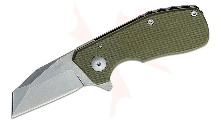 Columbia River CRKT 4021ODS Jon Graham Razelcliffe Flipper Knife 2.09 inch Stonewashed Wharncliffe Chisel Blade, OD Green G10 and Stonewashed Stainless Steel Handles