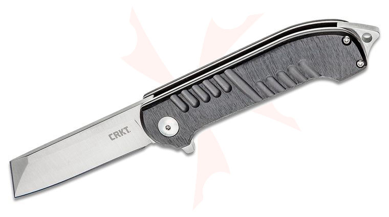 Columbia River CRKT 4031 Jon Graham Razel GT Assisted Flipper Knife 3.015 inch Satin Chisel Blade, Black Aluminum Handles