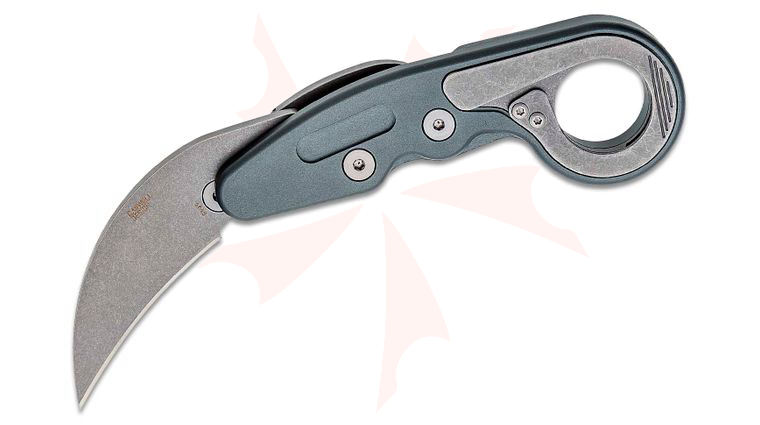 Columbia River CRKT 4045 Kinematic Provoke Compact Folding Karambit 2.26 inch D2 Stonewashed Plain Blade, Aluminum Handles