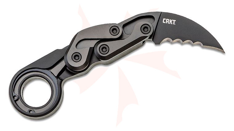 Columbia River CRKT 4040V Kinematic Provoke Folding Karambit 2.41 inch D2 Black TiNi Blade with Veff Serrations, Black Aluminum Handles