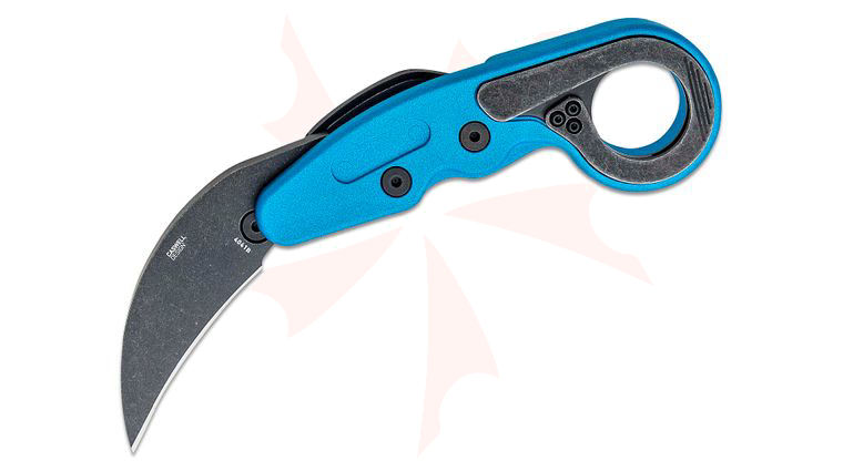 Columbia River CRKT 4041B Kinematic Provoke Folding Karambit 2.47 inch 1.4116 Black Stonewashed Plain Blade, Metallic Blue Grivory Handles