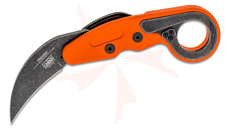 Columbia River CRKT 4041O Kinematic Provoke Orange Folding Karambit 2.47 inch 1.4116 Black Stonewashed Plain Blade, Orange Grivory Handles