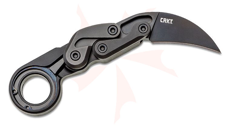 Columbia River CRKT 4042 Kinematic Provoke First Responder Folding Karambit 2.41 inch D2 Black TiNi Blade, Black Aluminum Handles with Ceramic Glass Breaker, Boltaron Sheath Included