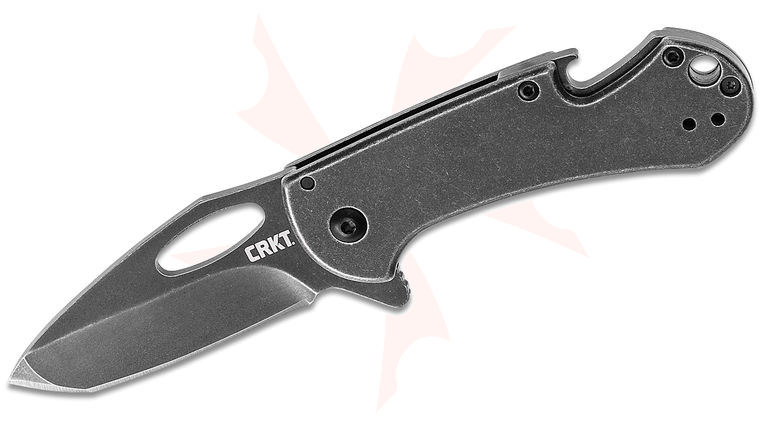 Columbia River CRKT 4635 Eric Ochs Bev-Edge Black Flipper Knife 2.489 inch Black Stonewashed Tanto Blade and Stainless Steel Handles