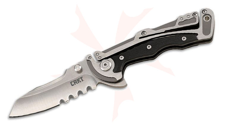 Columbia River CRKT 5195 Graphite Folding 3.06 inch 8Cr13MoV Combo Blade, Steel and G10 Handles