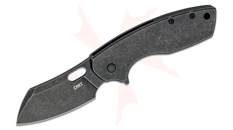 Columbia River CRKT 5315KS Jesper Voxnaes Pilar Large Flipper Knife 2.67 inch Black Stonewashed Sheepsfoot Blade, Black Stonewashed Stainless Steel Handles