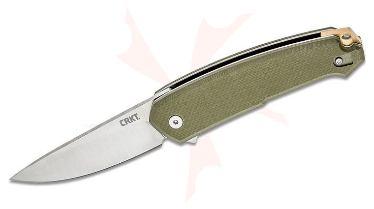 Columbia River CRKT 5325 Jesper Voxnaes Tueto Assisted Flipper Knife 3.283 inch Satin Plain Blade, OD Green G10 Handles