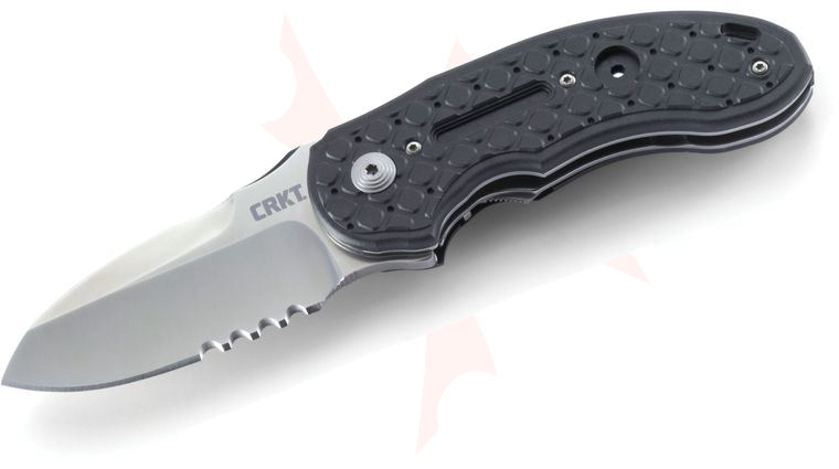 Columbia River 5351 Ikoma No Time Off Flipper 2.99 inch Satin BD1 Combo Blade, GRN Handles
