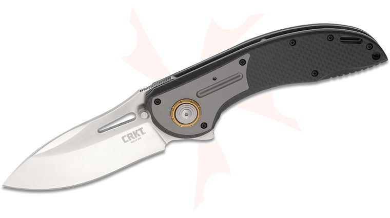 Columbia River CRKT 5400 Flavio Ikoma XOC (Shock) Flipper Knife 4.258 inch CTS-XHP Satin Plain Blade, Carbon Fiber Handles with Titanium Inlays - Deadbolt Lock