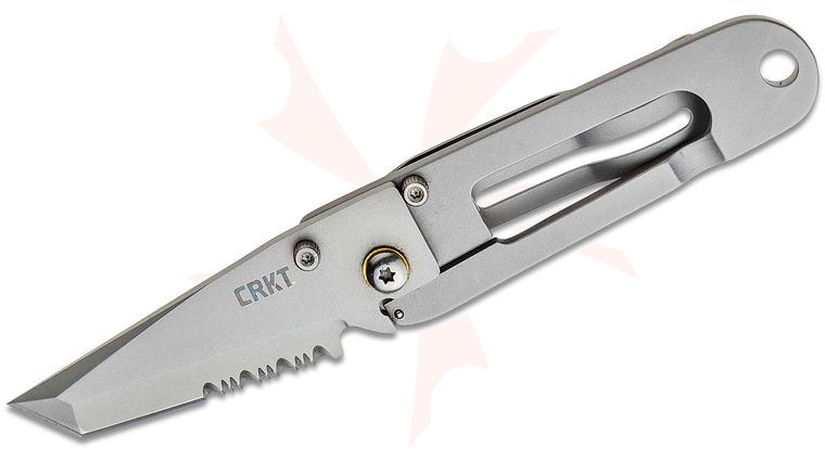 Columbia River CRKT Ed Halligan K.I.S.S. Frame Lock Folding Knife 2.25 inch Bead Blast Combo Tanto Blade, Money Clip Stainless Steel Handle