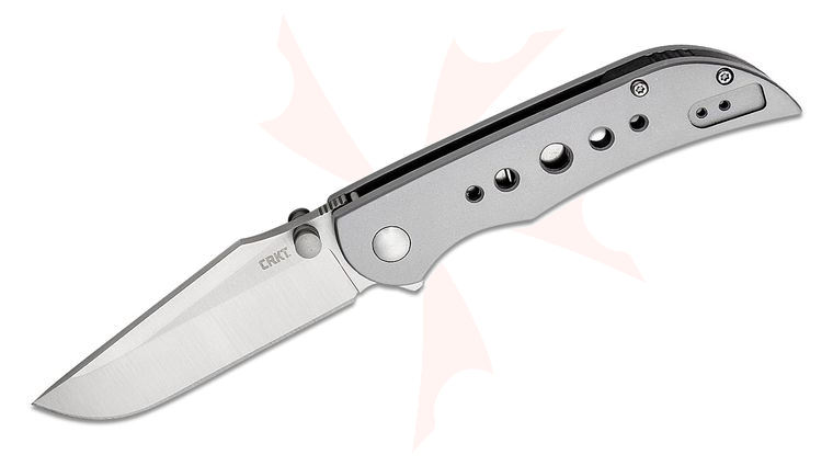 Columbia River CRKT 6135 Robert Carter Oxcart Assisted Flipper Knife 3.05 inch AUS-8 Satin Clip Point Blade, Stainless Steel Handles