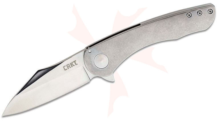 Columbia River CRKT 6130 Robert Carter Jettison Flipper 3.260 inch Satin Plain Blade, Stonewash Stainless Steel Handles