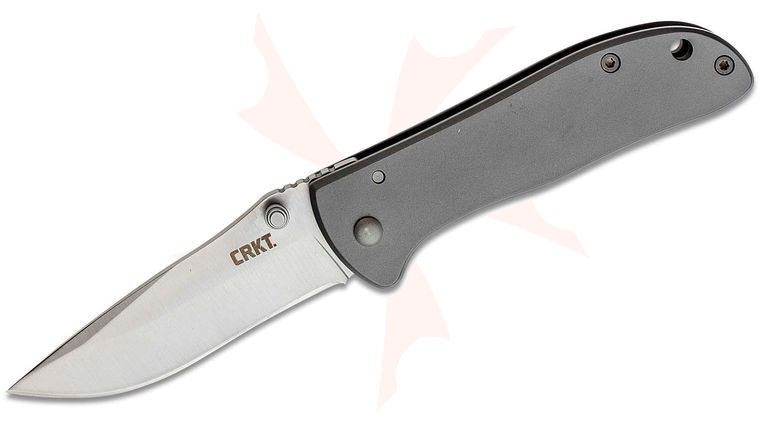 Columbia River CRKT 6450S Drifter Folding Knife 2.875 inch Plain Blade, Stainless Steel Handles