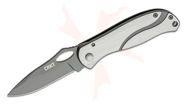 Columbia River CRKT 6480 Pazoda Folding Knife 2.625 inch Gray Plain Blade, Stainless Steel Handles