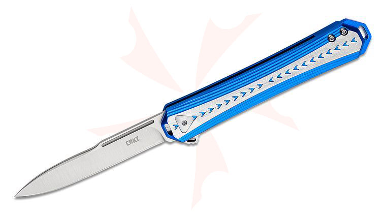 Columbia River CRKT 6710 Jeff Park Stickler Assisted Flipper Knife 3.38 inch Sandvik 12C27 Satin Spear Point Blade, Blue and Silver Aluminum Handles