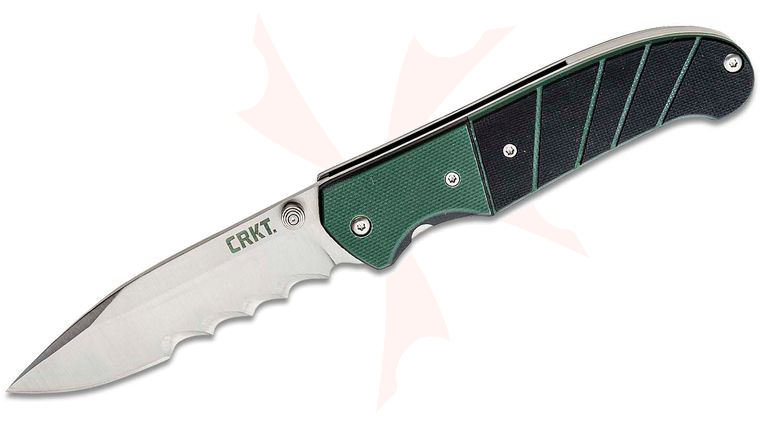 Columbia River CRKT 6855 Ignitor Sport Assisted Folding Knife 3.38 inch Satin Combo Blade, Green and Black G10 Handles