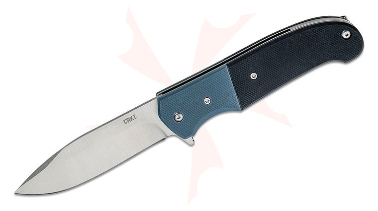 Columbia River CRKT 6880 Ken Steigerwalt Ignitor Assisted Flipper Knife 3.48 inch Satin Drop Point Blade, Blue and Black G10 Handles