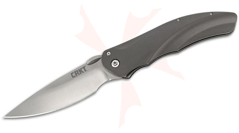 Columbia River CRKT 7030 Argus Assisted Folding Knife 3.55 inch Satin Plain Blade, Silver Aluminum Handles