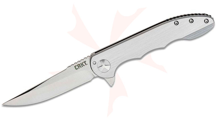 Columbia River 7076 Matthew Lerch Up & At 'Em Flipper Knife 3.622 inch Satin Plain Blade, Stainless Steel Handles