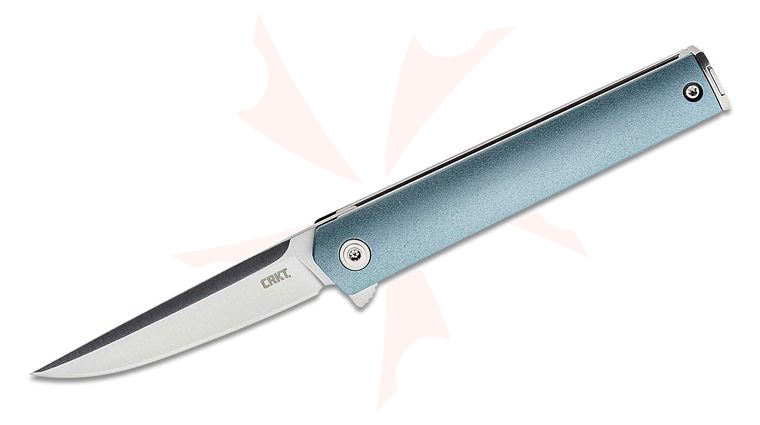 Columbia River CRKT 7095 Richard Rogers CEO Compact Gentleman's Flipper Knife 2.61 inch Satin Plain Blade, Blue-Gray GRN Handles